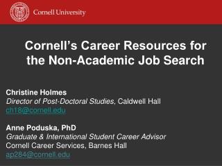 Cornell’s Career Resources for the Non-Academic Job Search
