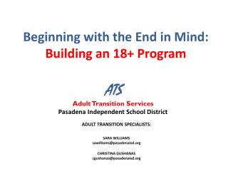 Beginning with the End in Mind: Building an 18+ Program