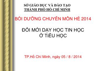 SỞ GIÁO DỤC VÀ ĐÀO TẠO THÀNH PHỐ HỒ CHÍ MINH