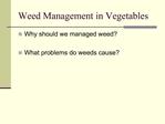 Weed Management in Vegetables