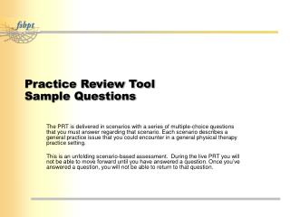 Practice Review Tool Sample Questions