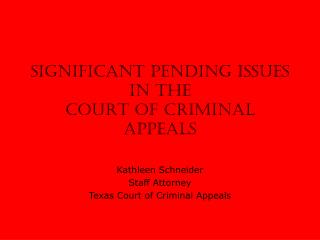 SIGNIFICANT PENDING ISSUES IN THE COURT OF CRIMINAL APPEALS