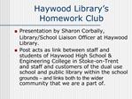 Haywood Library s Homework Club