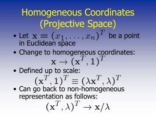 Homogeneous Coordinates (Projective Space)