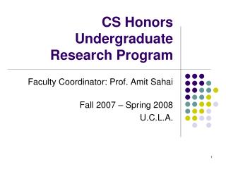 CS Honors Undergraduate Research Program