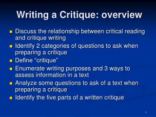 PPT - Writing a Critique: overview PowerPoint Presentation, free ...