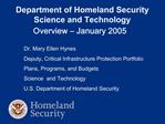 Department of Homeland Security Science and Technology Overview January 2005