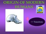 ORIGIN OF MODERN HUMANS