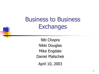 Business to Business Exchanges