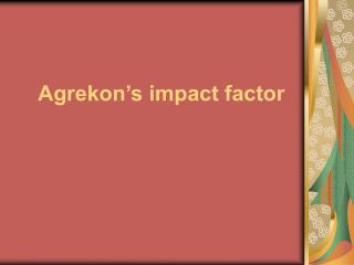 Agrekon’s impact factor