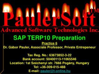 SAP TERP10 Preparation Practice 6 Dr. Gábor Pauler, Associate Professor, Private Entrepeneur