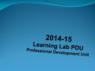 2014-15 Learning Lab PDU Professional Development Unit