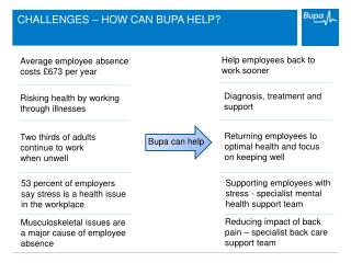 CHALLENGES – HOW CAN BUPA HELP?
