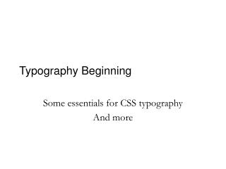 Typography Beginning
