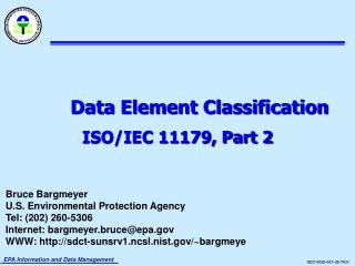 Data Element Classification ISO/IEC 11179, Part 2