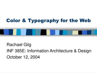 Color & Typography for the Web