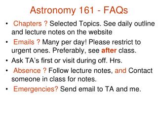 Astronomy 161 - FAQs