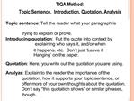 TIQA Method: Topic Sentence, Introduction, Quotation, Analysis