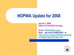 HOPWA Update for 2008