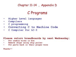 Chapter 11-14 , Appendix D C Programs
