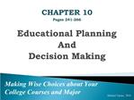 CHAPTER 10 Pages 241-266 Educational Planning And Decision Making