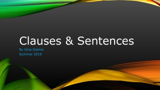 Clauses & Sentences
