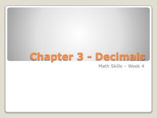 Chapter 3 - Decimals