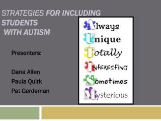 STRATEGIES FOR INCLUDING STUDENTS WITH AUTISM