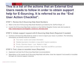 STEP 1: Review the E-Sourcing Help Desk Numbers