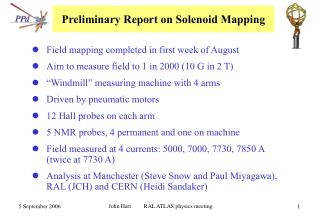 Preliminary Report on Solenoid Mapping