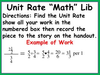Unit Rate “Math” Lib