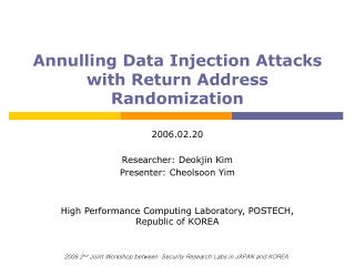 Annulling Data Injection Attacks with Return Address Randomization