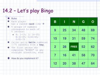 14.2 – Let’s play Bingo