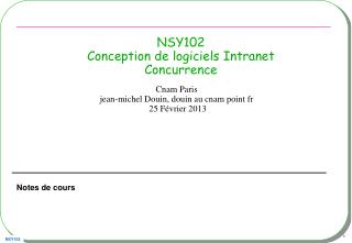 NSY102 Conception de logiciels Intranet Concurrence