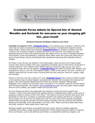 Creekside Farms debuts its Special line of themed Wreaths