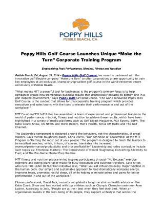 Poppy Hills Golf Course Launches Unique “Make the Turn”