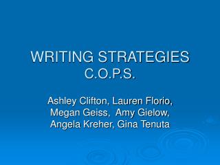 WRITING STRATEGIES C.O.P.S.