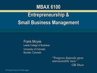 MBAX 6100 Entrepreneurship & Small Business Management