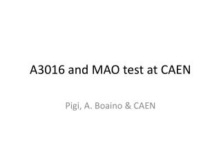 A3016 and MAO test at CAEN