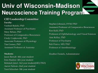 Univ of Wisconsin-Madison Neuroscience Training Program