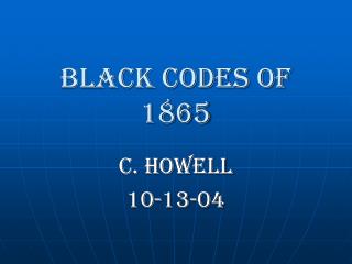 Black codes of 1865