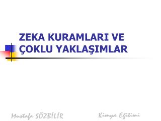 ZEKA KURAMLARI VE ÇOKLU YAKLAŞIMLAR