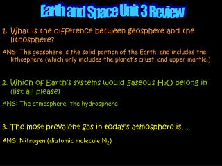 Earth and Space Unit 3 Review
