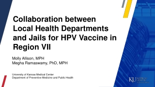 Collaboration between Local Health Departments and Jails for HPV Vaccine in Region VII