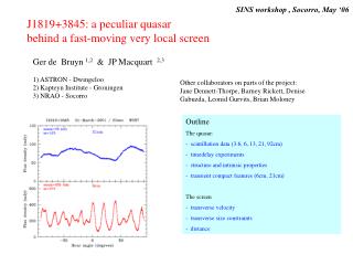 Outline The quasar: scintillation data (3.6, 6, 13, 21, 92cm) timedelay experiments