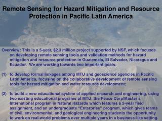 Remote Sensing for Hazard Mitigation and Resource Protection in Pacific Latin America