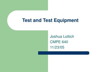 Test and Test Equipment
