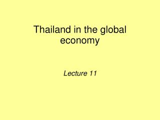 Thailand in the global economy