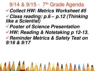 9/14 & 9/15 - 7 th Grade Agenda