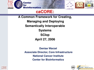 caCORE: A Common Framework for Creating, Managing and Deploying Semantically Interoperable